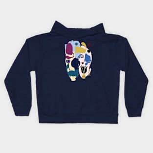 Decorative contemporary funny Cats print with floral elements and geometric shapes Kids Hoodie